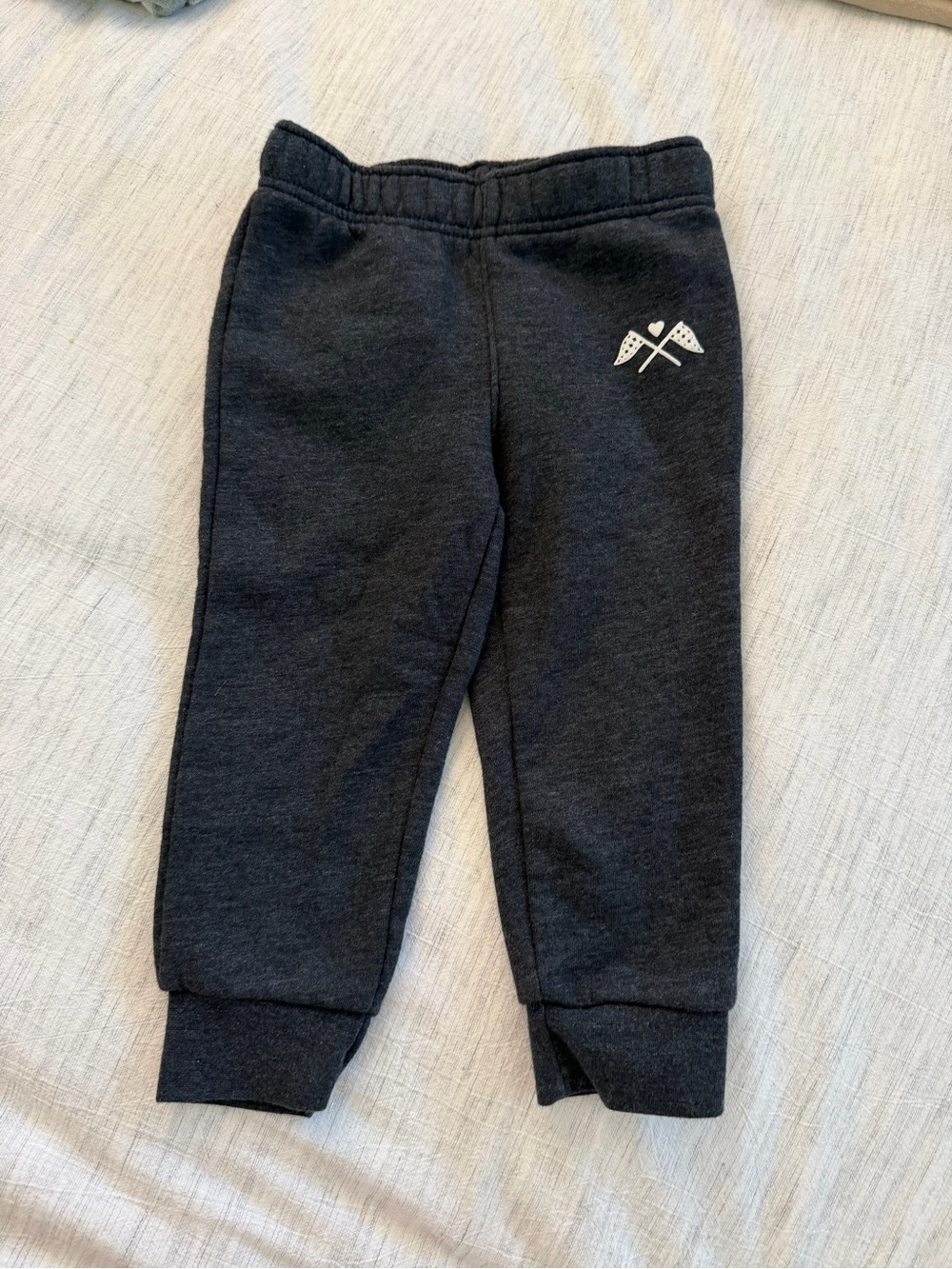 Cat & Jack Charcoal Black Jogger Sweatpants with Crossed Flags Accent